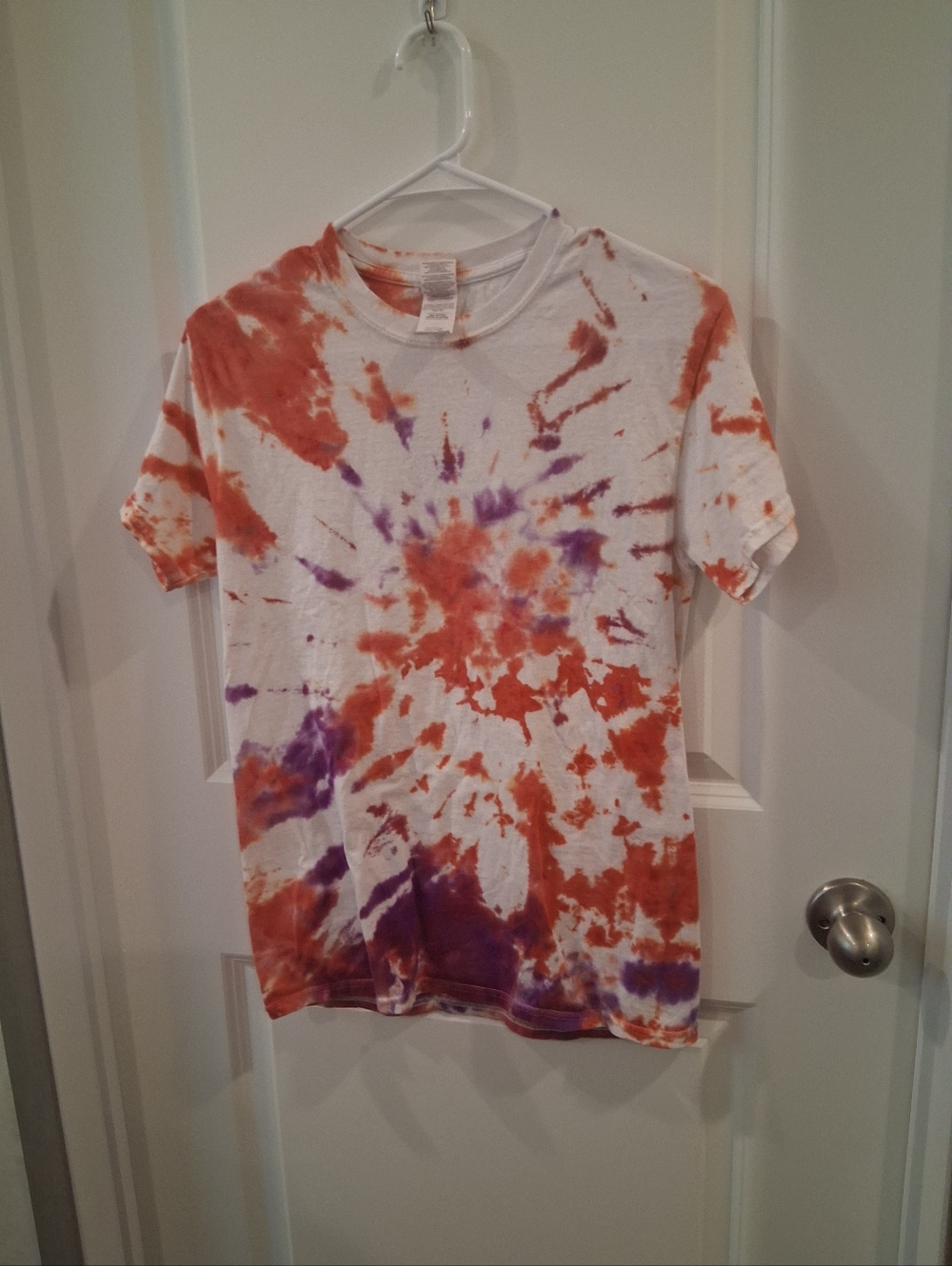 Gildan Orange & Purple Tie-Dye Short Sleeve Tee Size Small